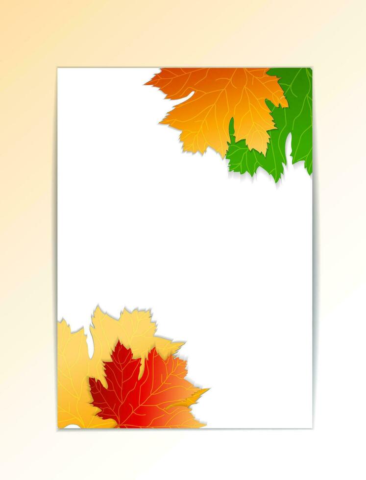 Abstract autumn leaves composition, maple leaves, business card, correspondence letter collection, a4 brochure title sheet, certificate, diploma, patent, charter, figure logo icon backdrop vector