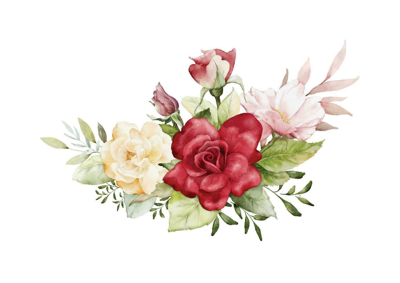 Watercolor arrangements with rose flowers vector