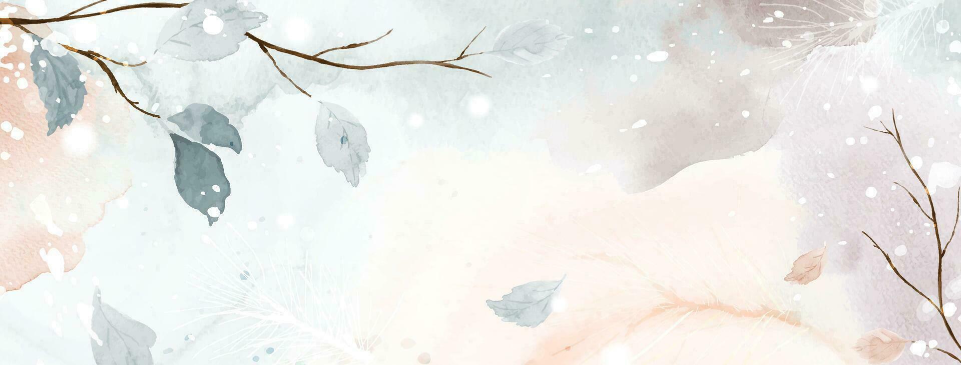 Winter watercolor abstract art on earth tone background vector