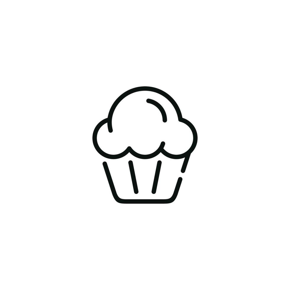 Cup cake line icon isolated on white background vector