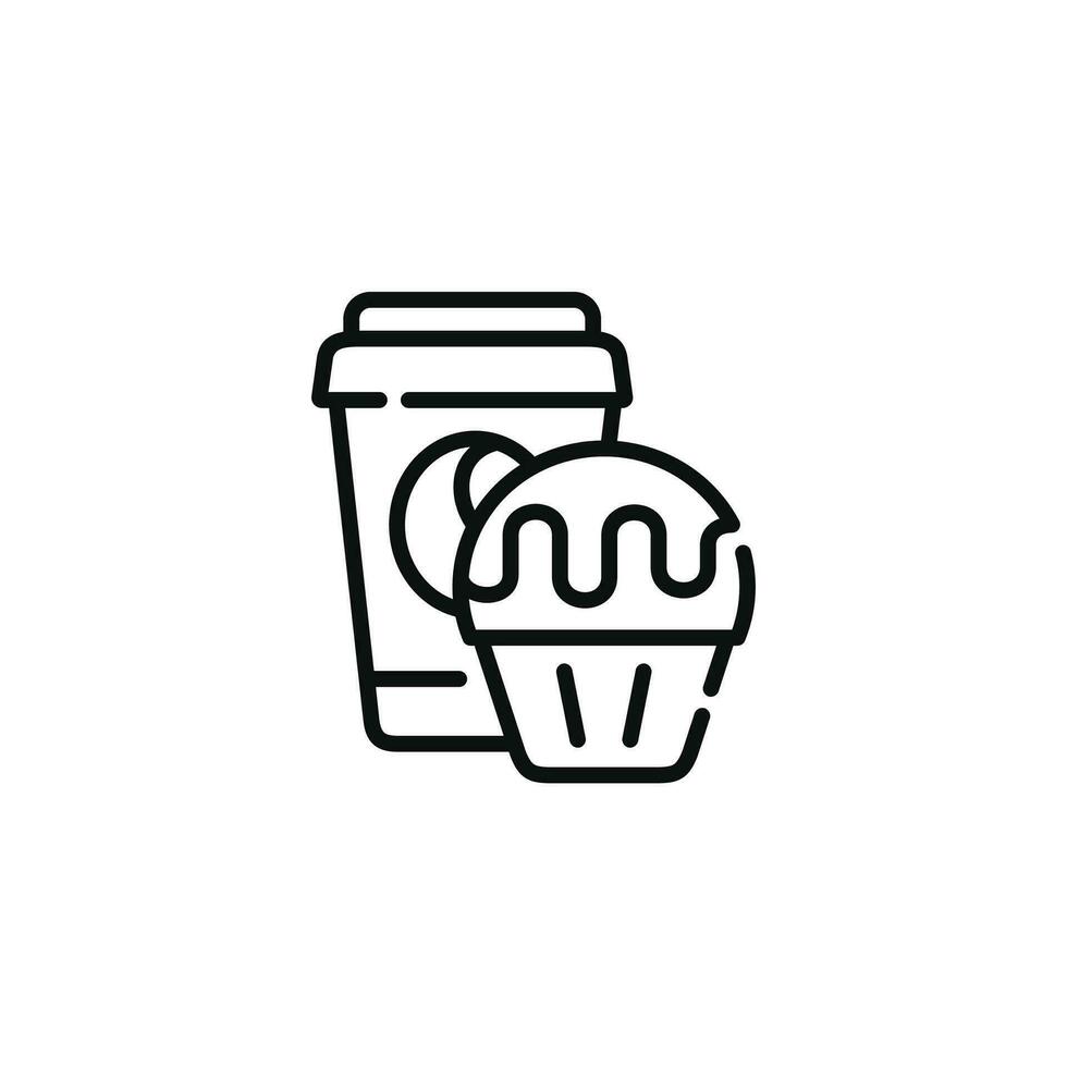 Cupcake and drink line icon. Fast food line icon isolated on white background vector