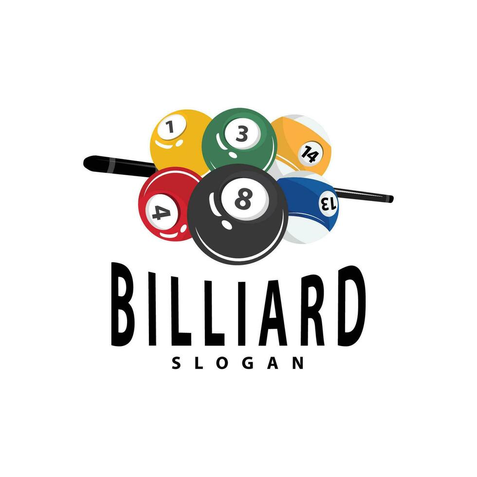 Billiard Logo Minimalist Design Ball and Stick Symbol Illustration Template vector