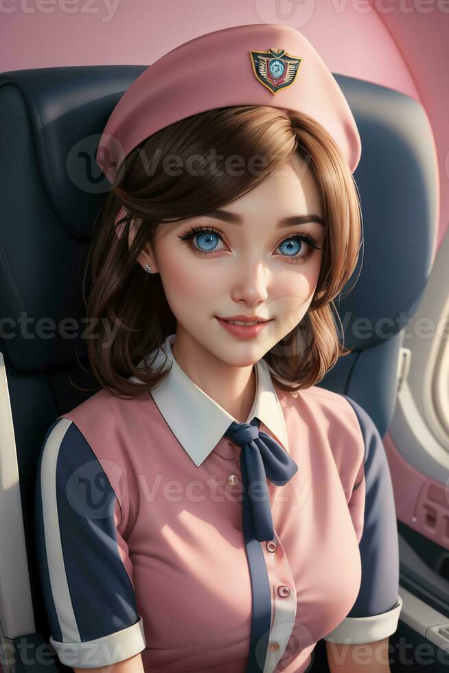 flight attendant doll with gradation background. Generative Ai photo