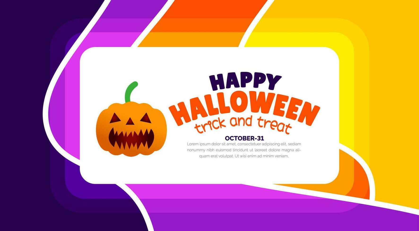 31 October happy Halloween background design with pumpkins. use to background, banner, placard, party invitation card, book cover and poster design template with text inscription and standard color. vector