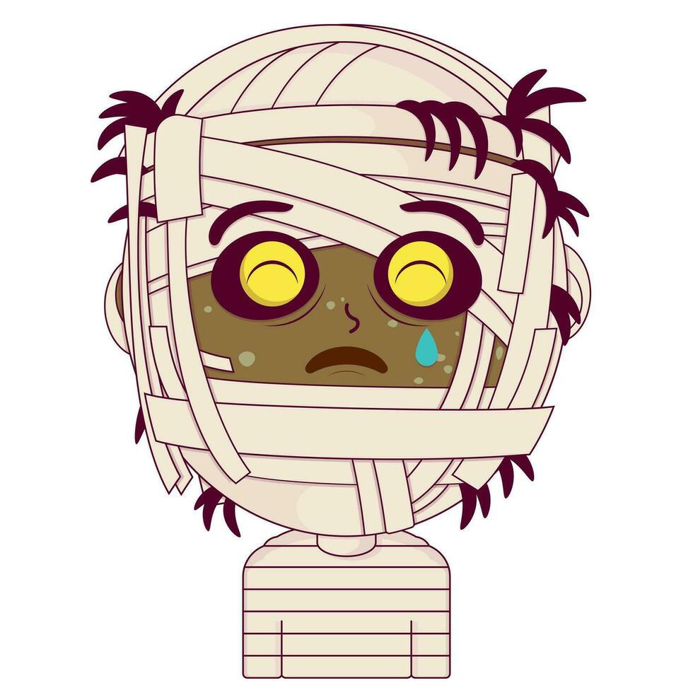 mummy crying and scared face cartoon cute vector