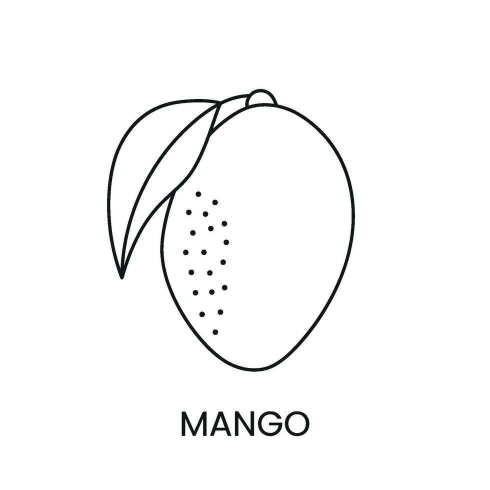 mango línea icono en vector, Fruta ilustración vector