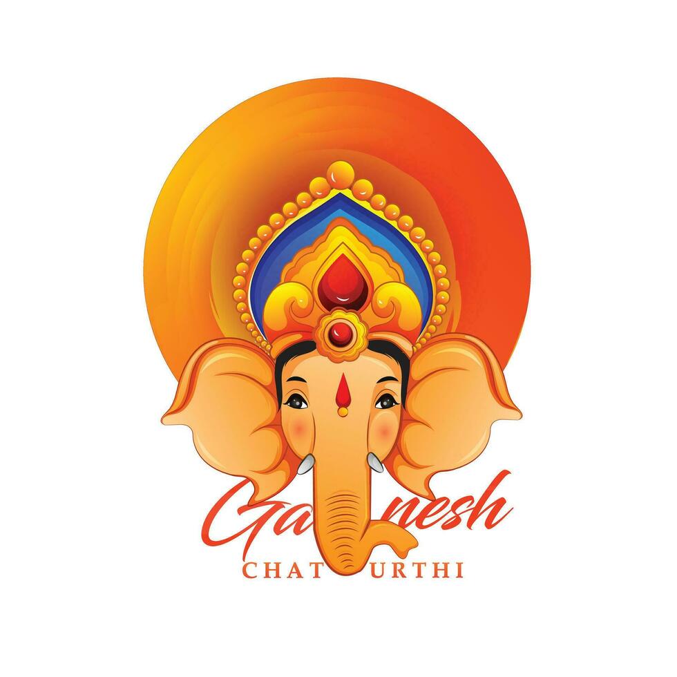 Ganesha Chaturthi' Hindi text and Ganesha illustration vector with background of Indian festival for banner, template, post and invitation card design