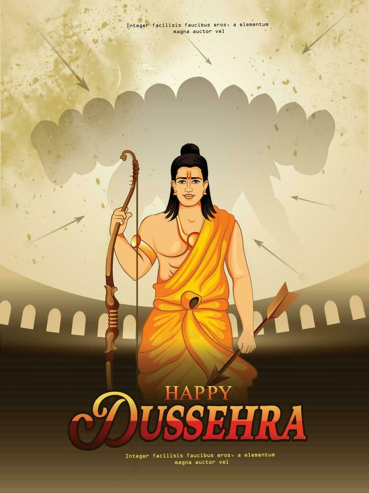 contento dussehra ilustración de señor rama asesinato ravana en Dussehra, Vijayadashami vector