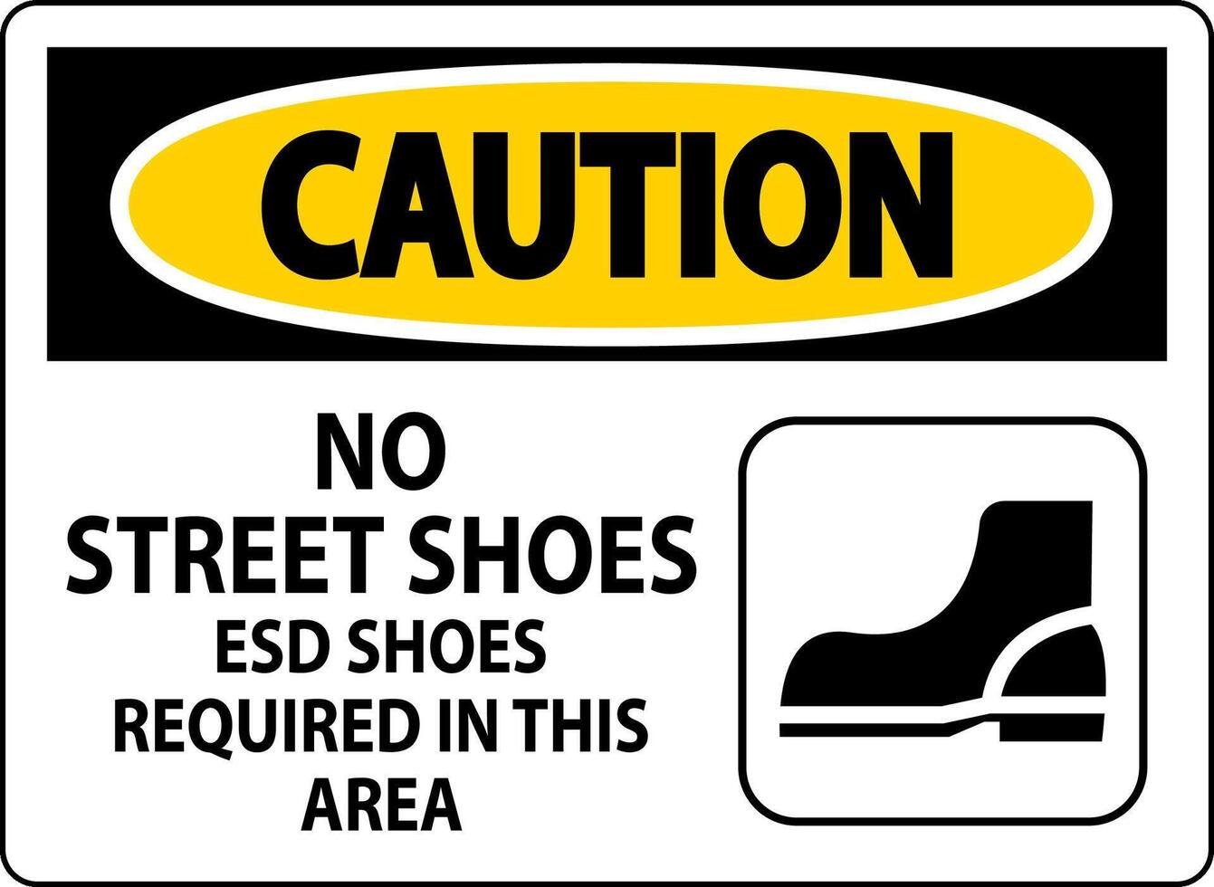 Caution Sign No Street Shoes, ESD Shoes Required In This Area vector