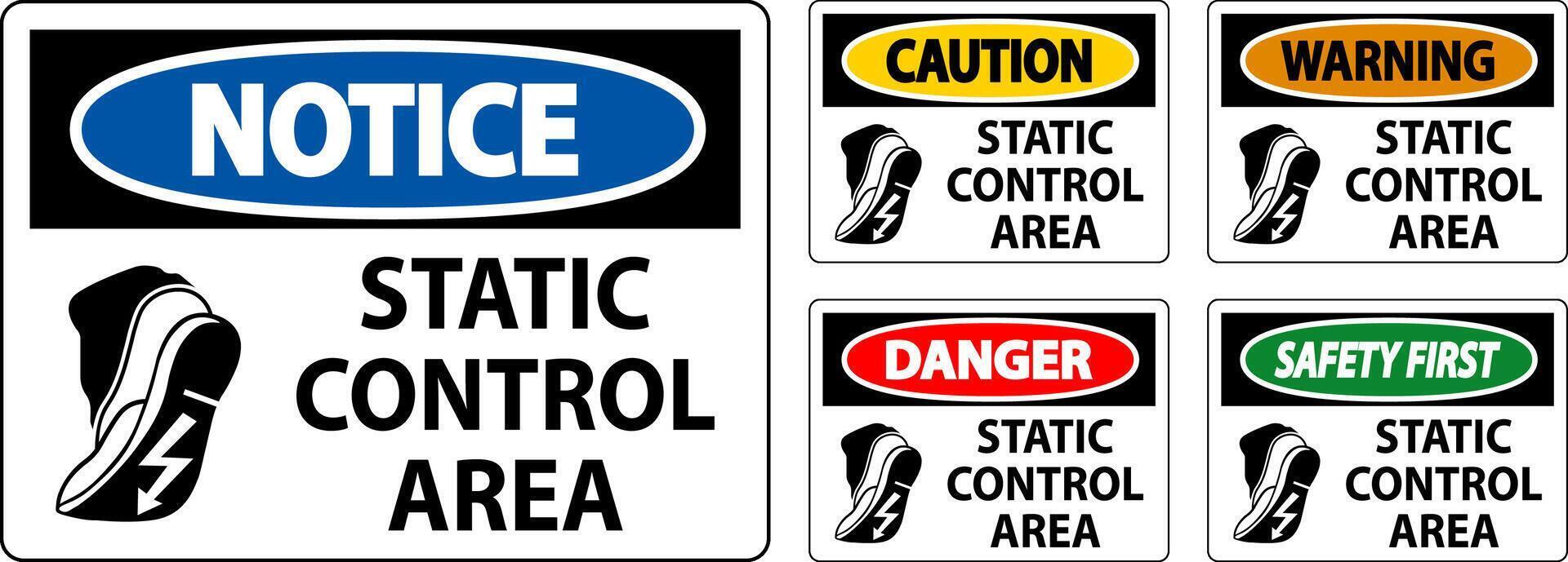 Caution Sign Static Control Area vector