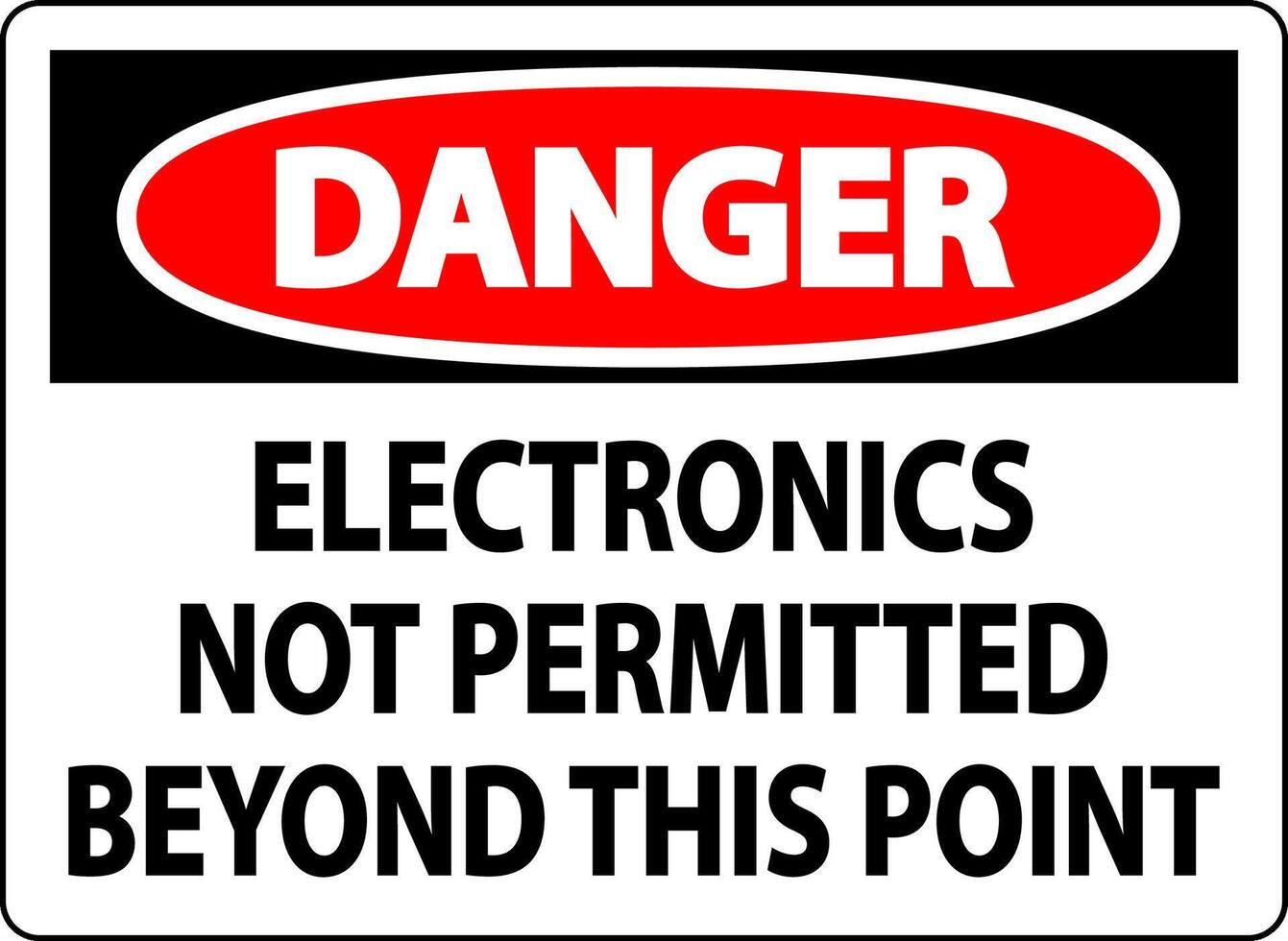 Danger Sign Electronics Not Permitted Beyond This Point vector
