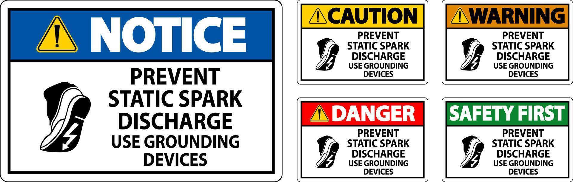 Caution Sign Prevent Static Spark Discharge, Use Grounding Devices vector