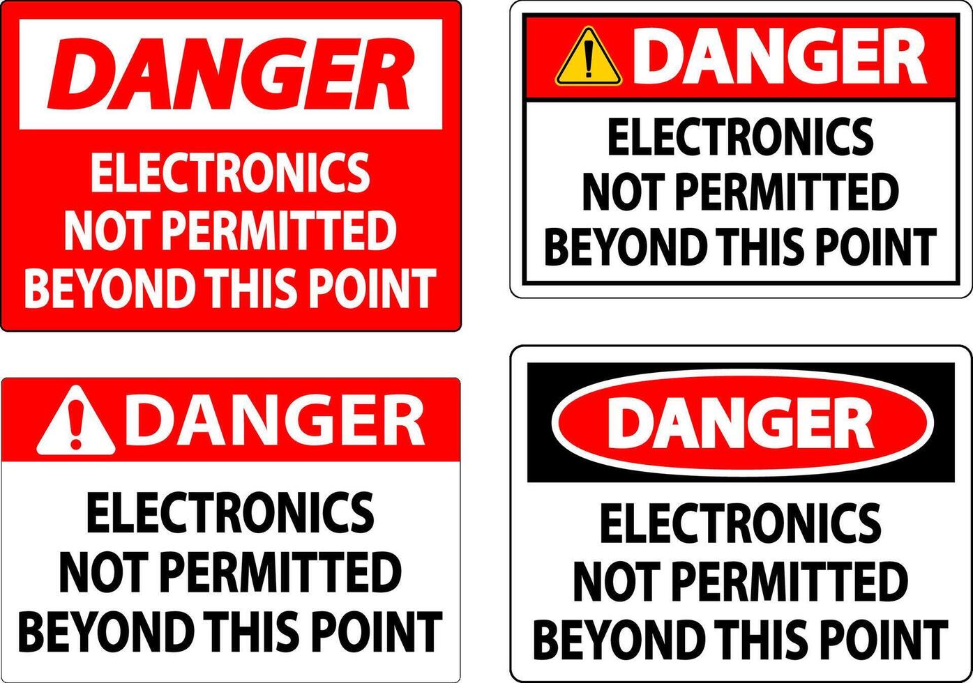 Danger Sign Electronics Not Permitted Beyond This Point vector