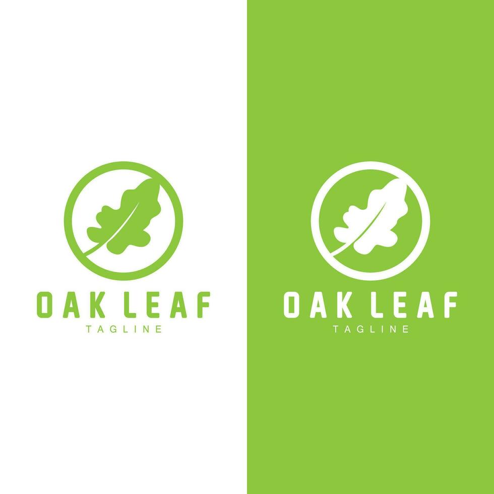 Oak Leaf Logo Design, Simple Green Plant Vector, Template Illustration vector