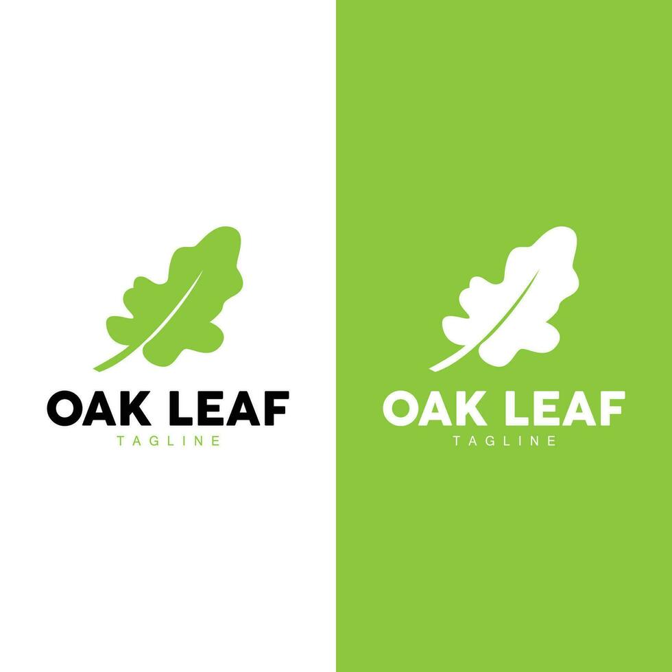 Oak Leaf Logo Design, Simple Green Plant Vector, Template Illustration vector