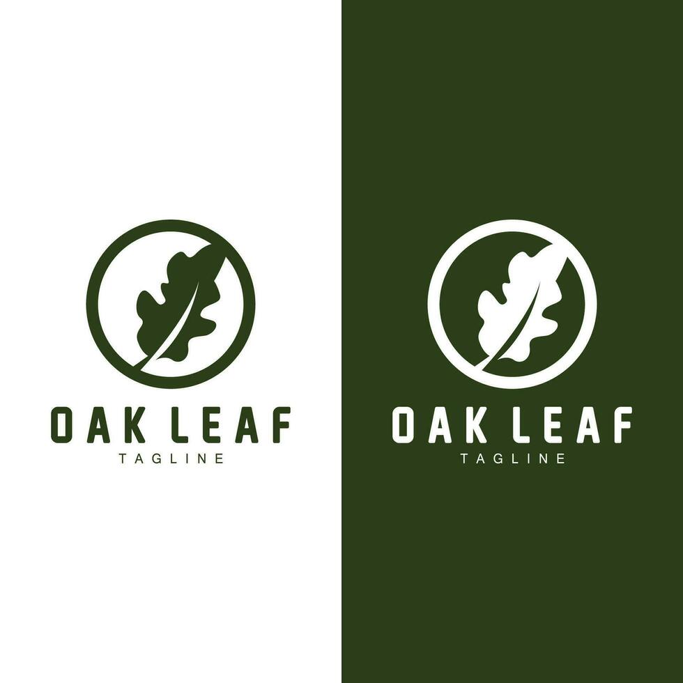 Oak Leaf Logo Design, Simple Green Plant Vector, Template Illustration vector