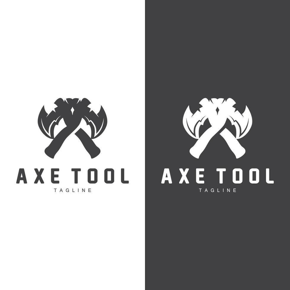 Axe Logo, Wood Cutting Tool Vector Icon, Silhouette Design, Retro Vintage Style