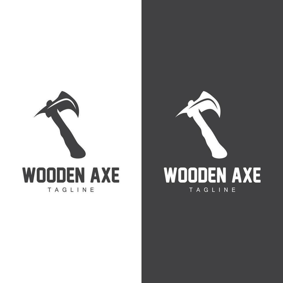 Axe Logo, Wood Cutting Tool Vector Icon, Silhouette Design, Retro Vintage Style