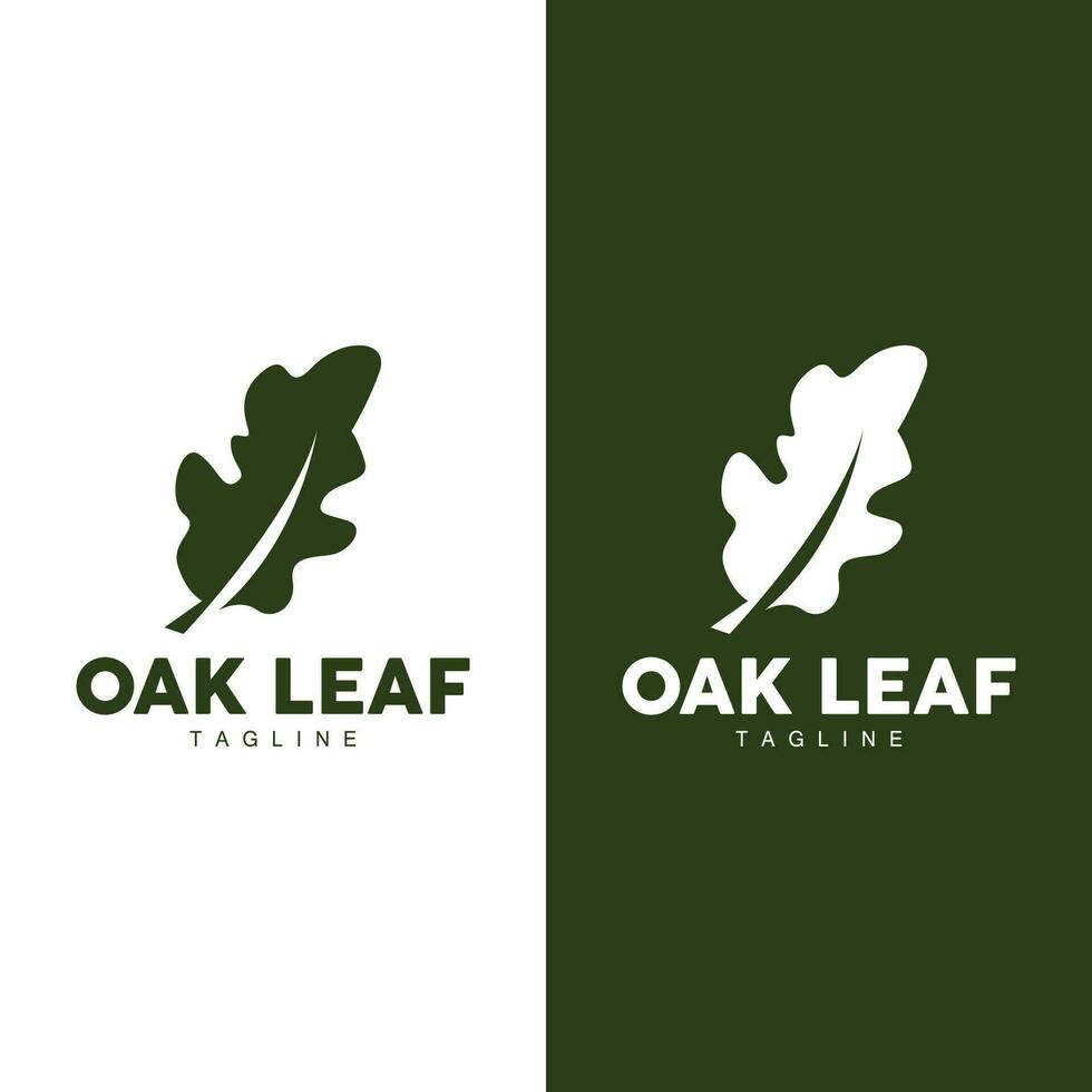 Oak Leaf Logo Design, Simple Green Plant Vector, Template Illustration vector