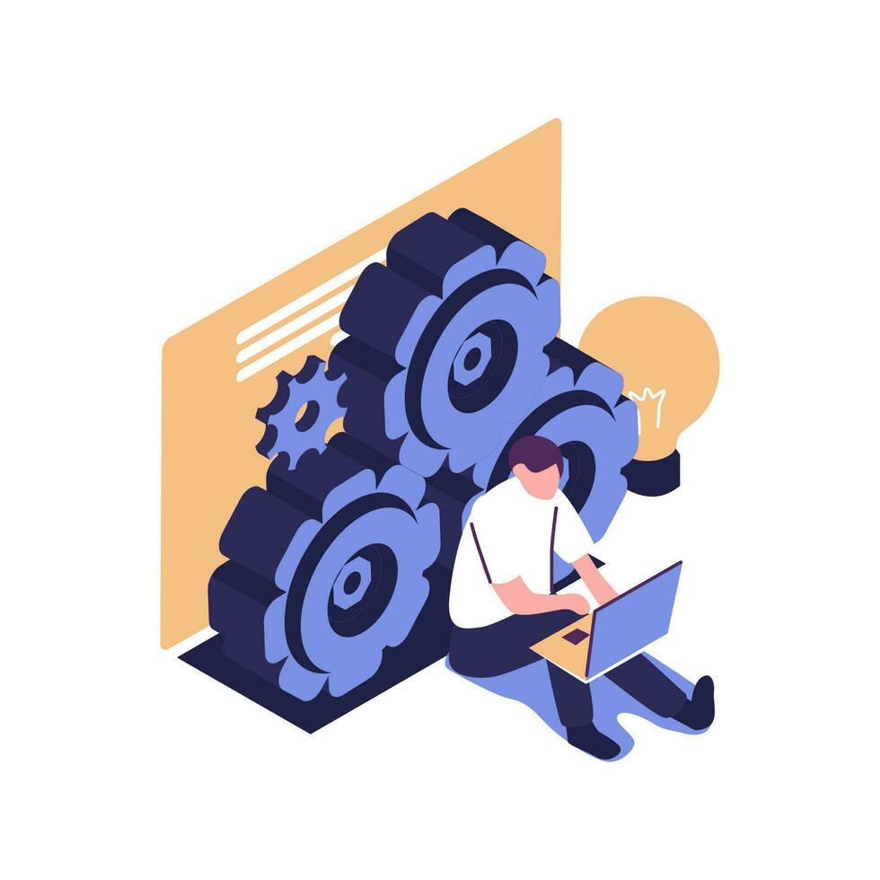 vector illustration of a girl online assistant at work. promotion in the network. manager at a remote job vector