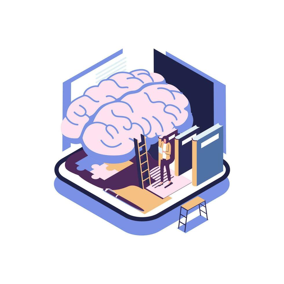 school subject psychology flat style isometric illustration vector design