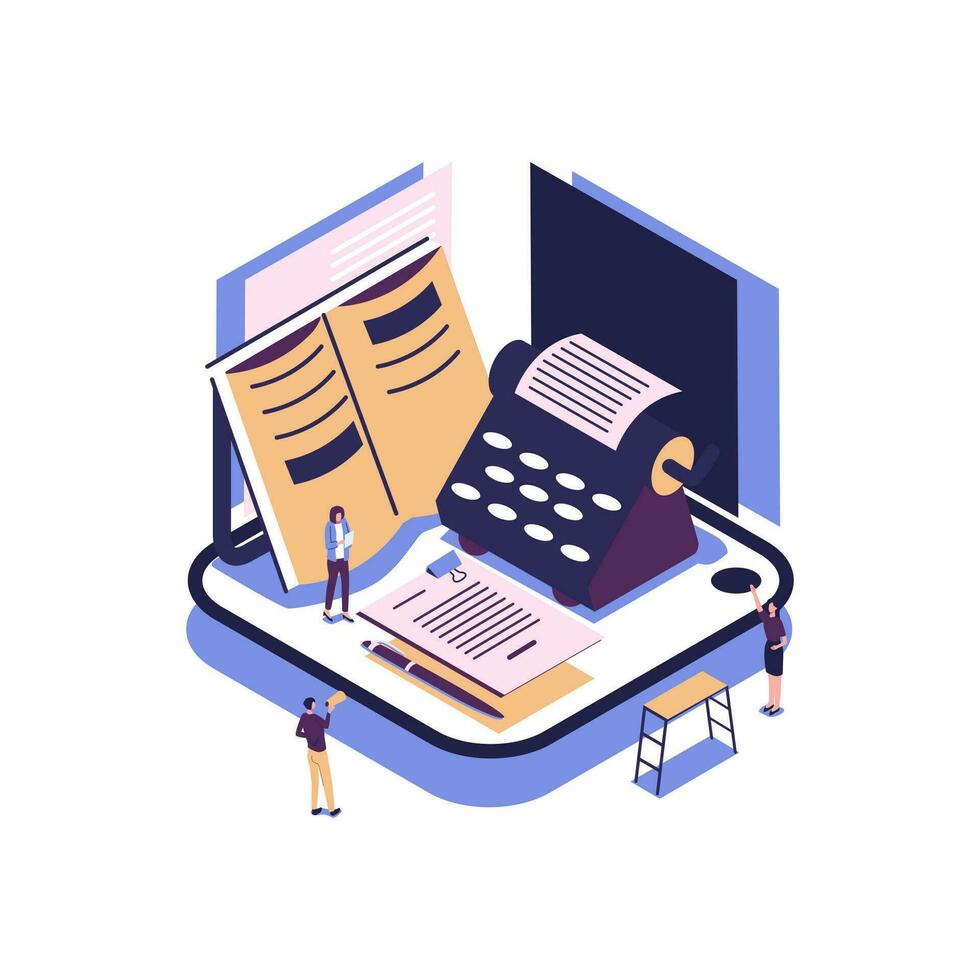 school subject literature flat style isometric illustration vector design