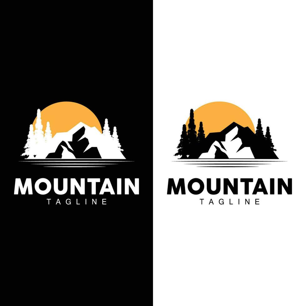 montaña logo sencillo ilustración silueta modelo vector diseño