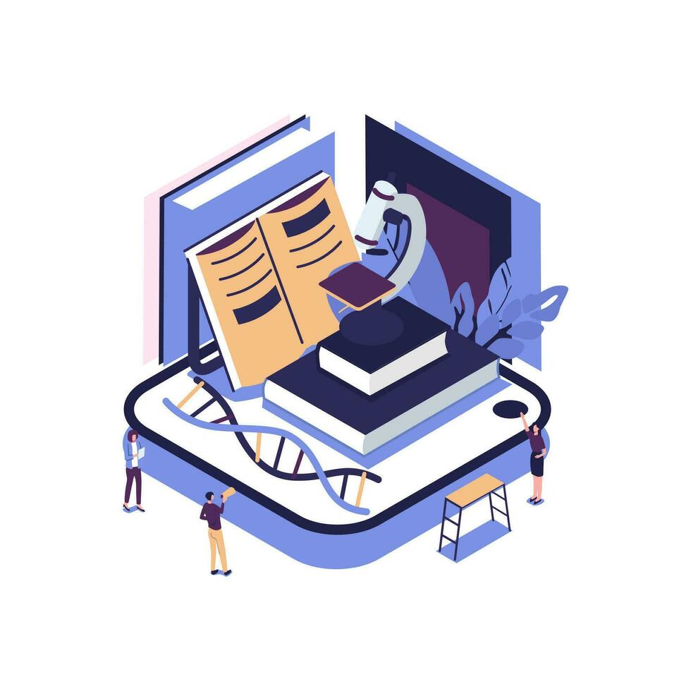 school subject biology flat style isometric illustration vector design