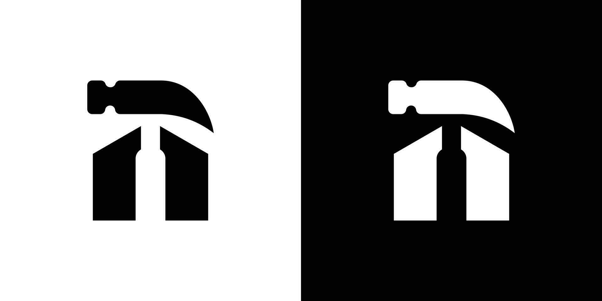 The building and hammer combination logo design is suitable for construction companies. vector