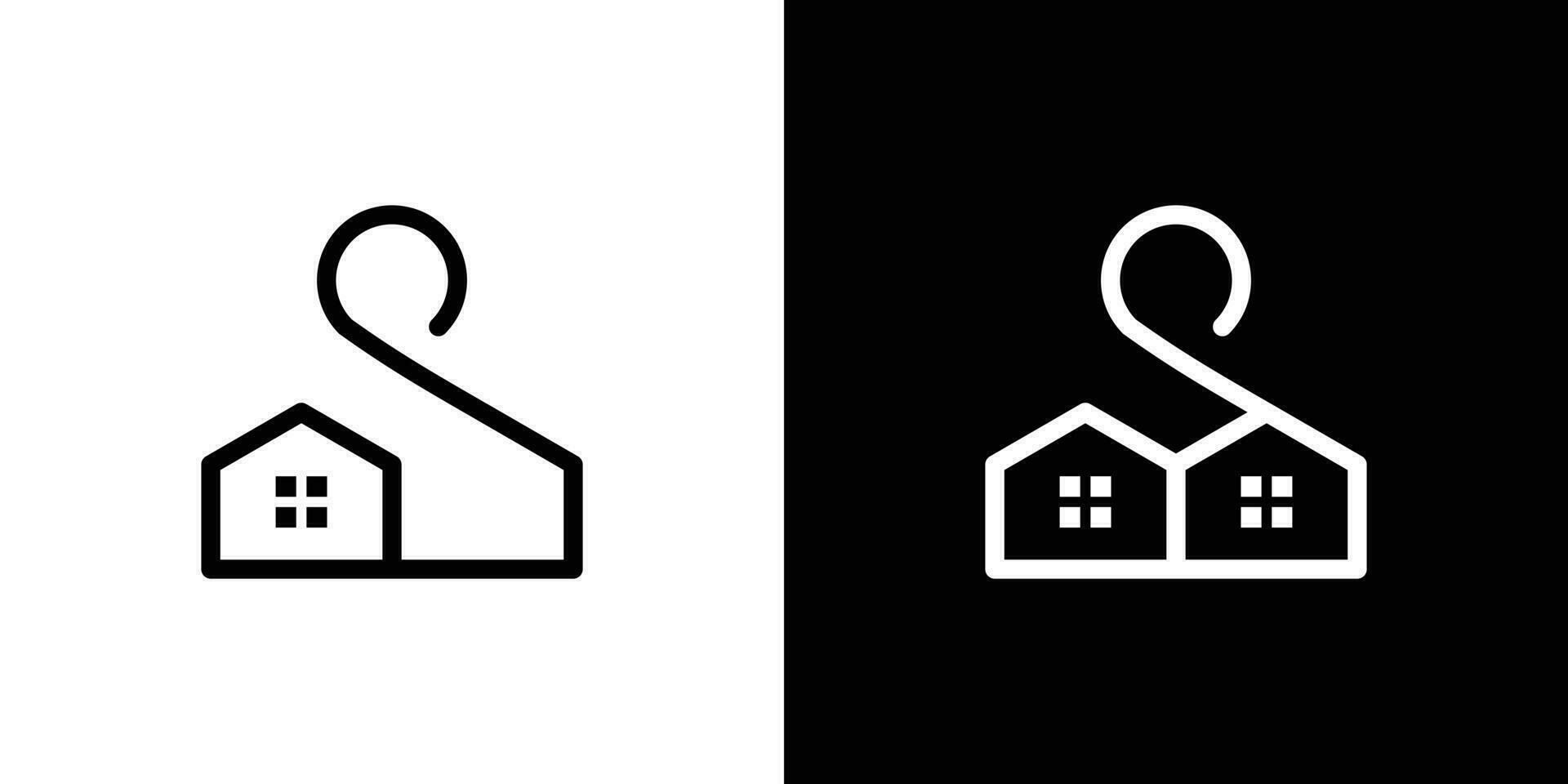 logo design inspiration for clothes hangers combined with the house. vector