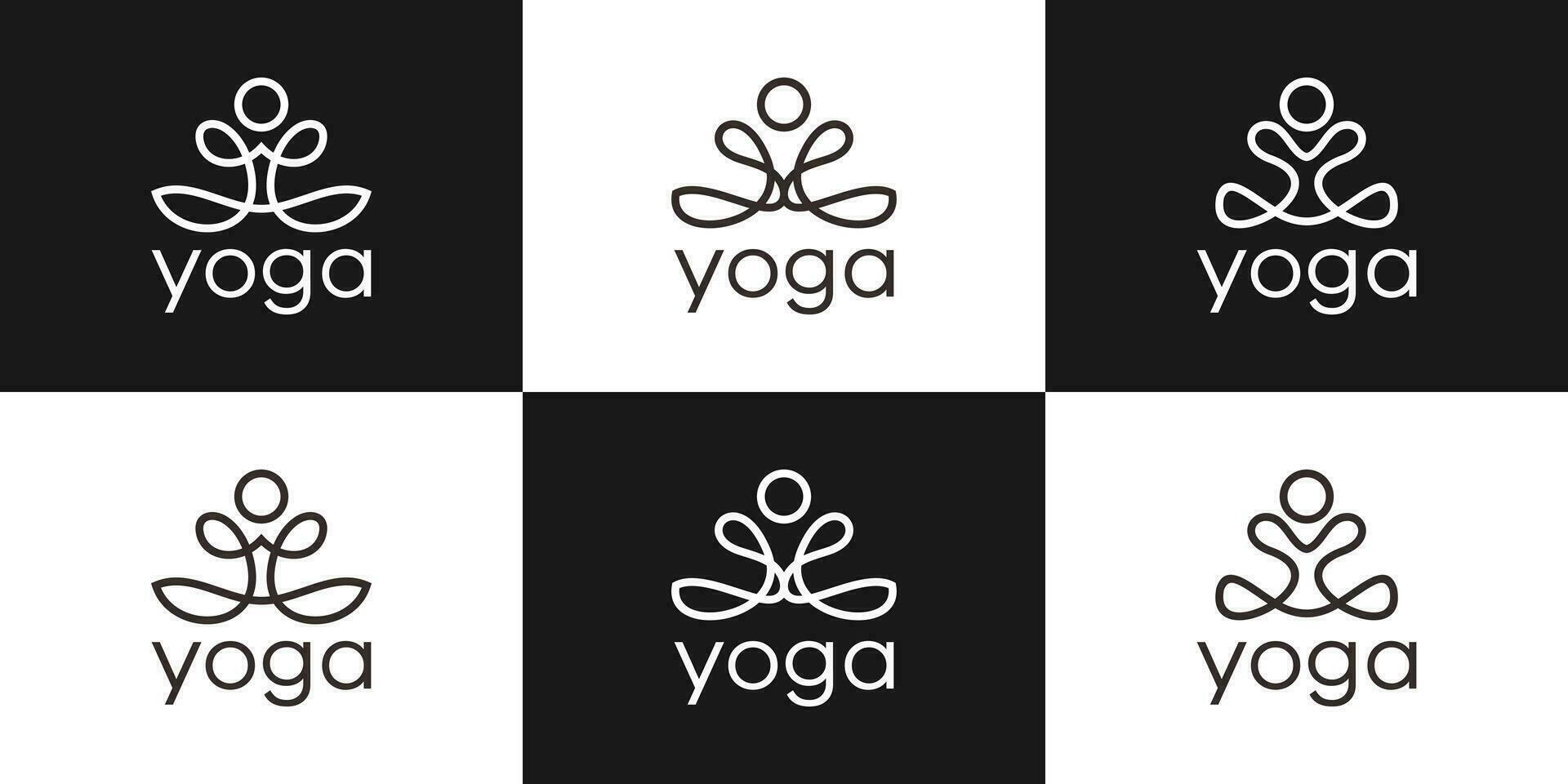 yoga logo diseño línea vector ilustración