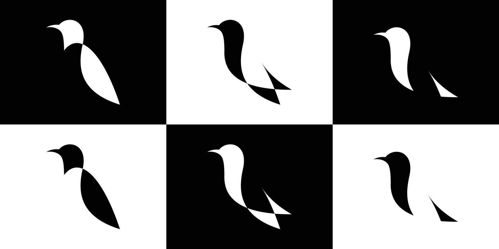 negativo espacio pájaro logo icono vector ilustración