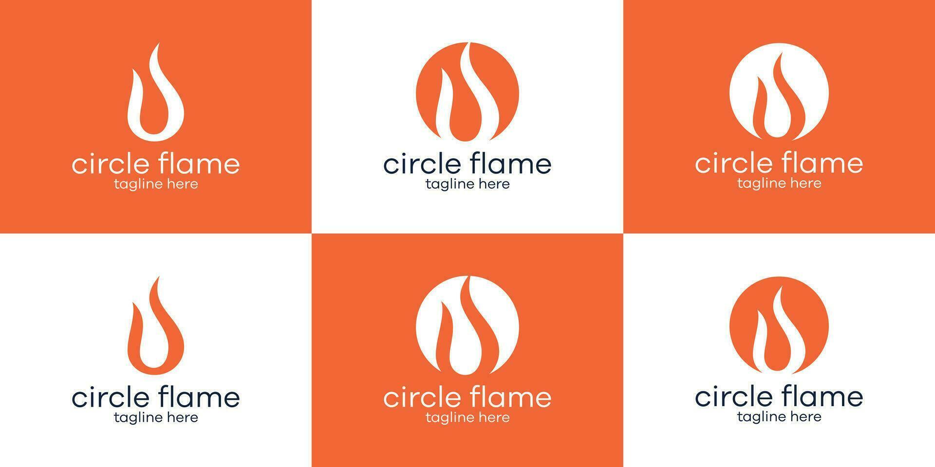 set logo flame illustration icon vector