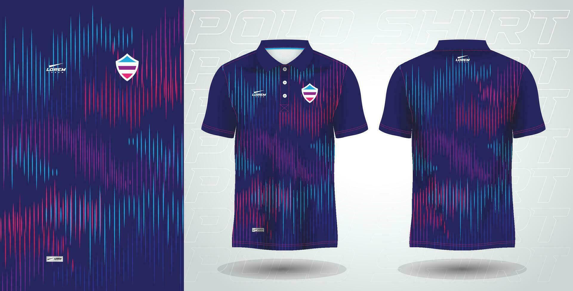 blue purple and pink color polo sport shirt jersey template vector