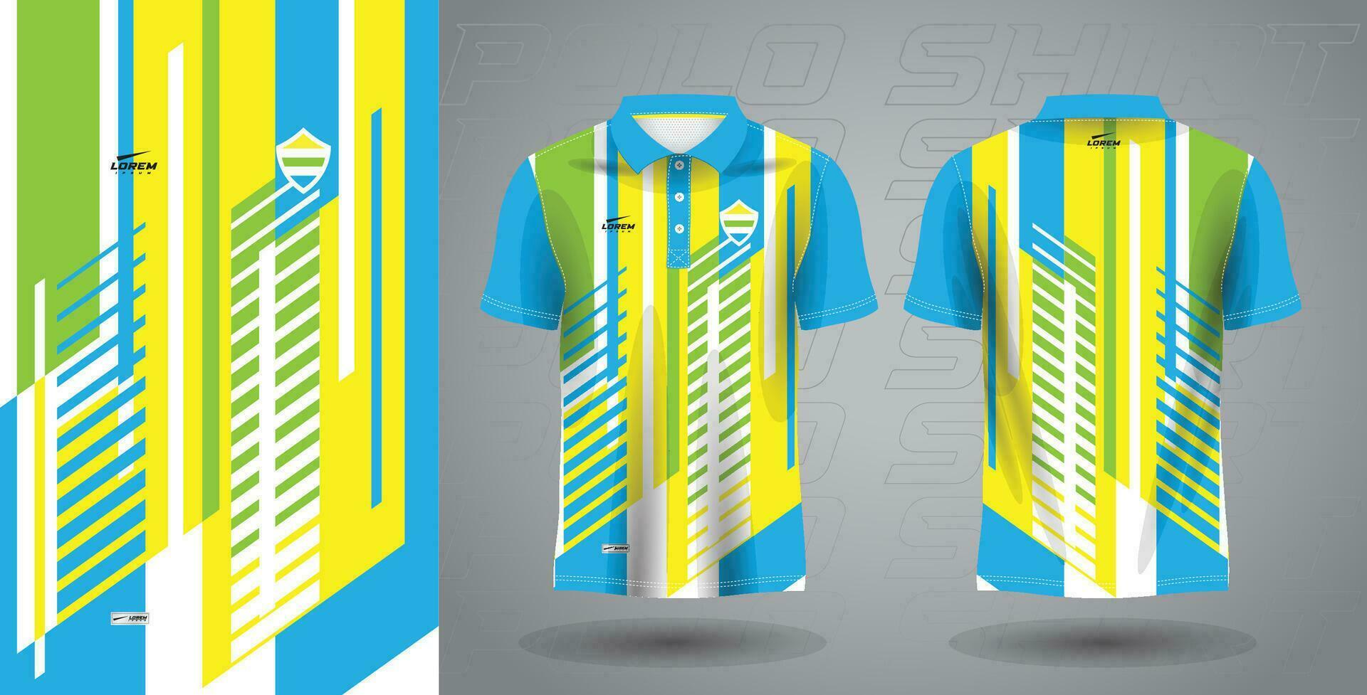 blue green yellow color polo sport jersey template vector