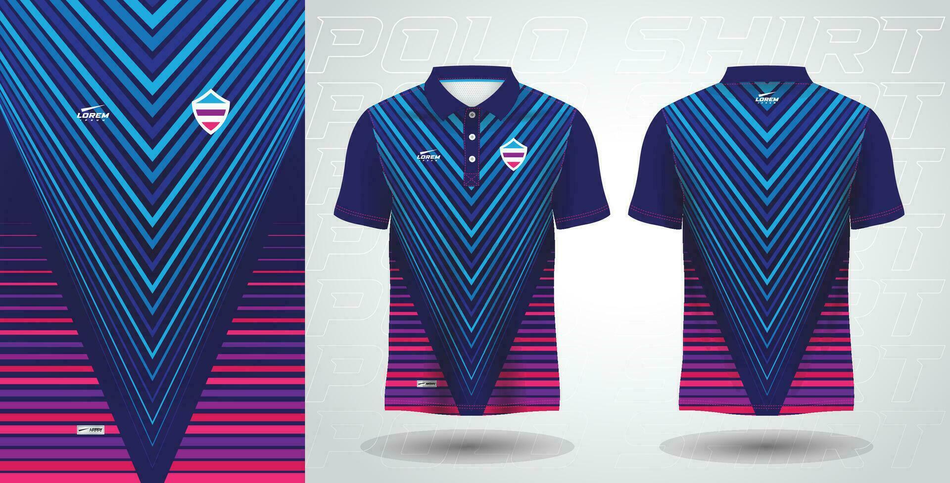 blue purple and pink color polo sport shirt jersey template vector