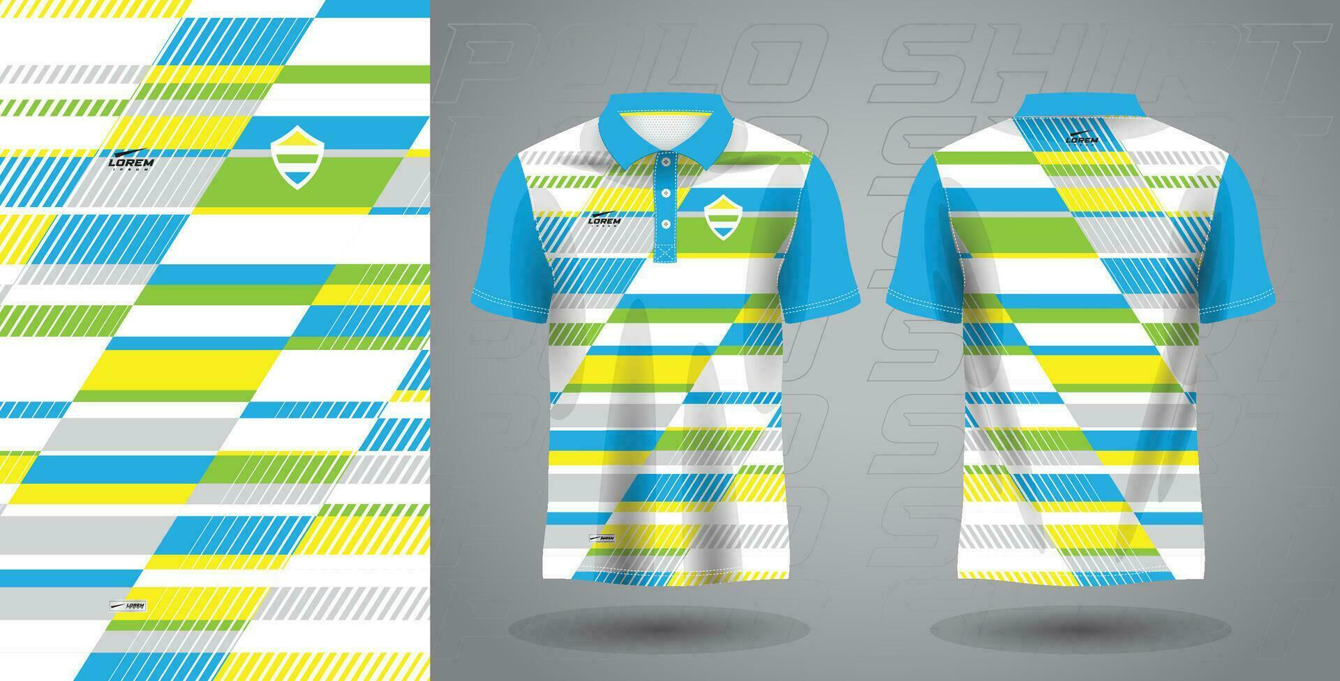 blue green yellow color polo sport jersey template vector