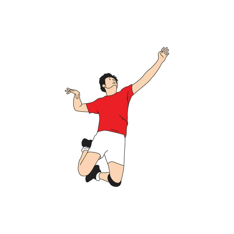 a man is playing volleyball with a jumping style vector