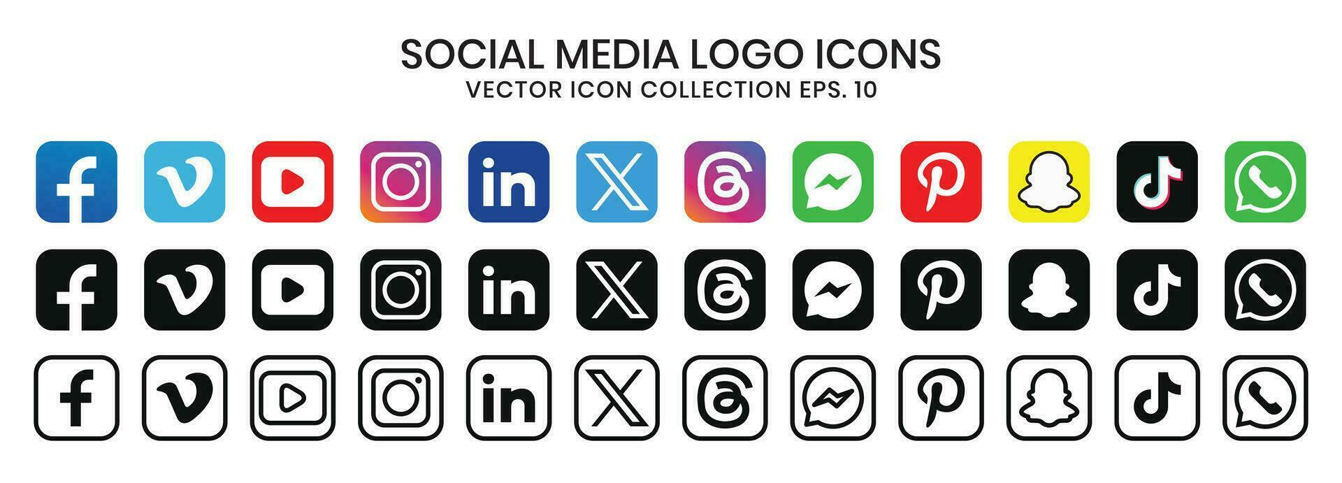 Icons logo in internet Collection of popular vector editorial.