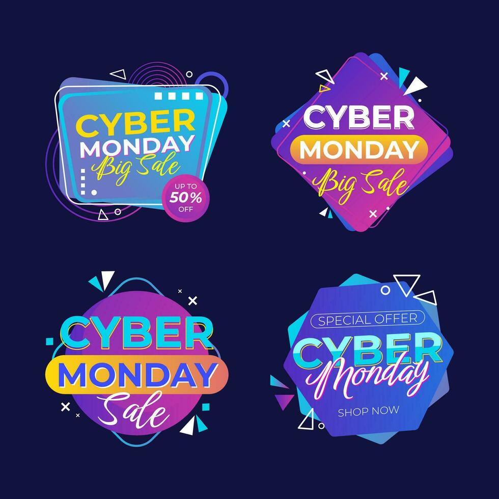 Cyber monday sale labels collection vector
