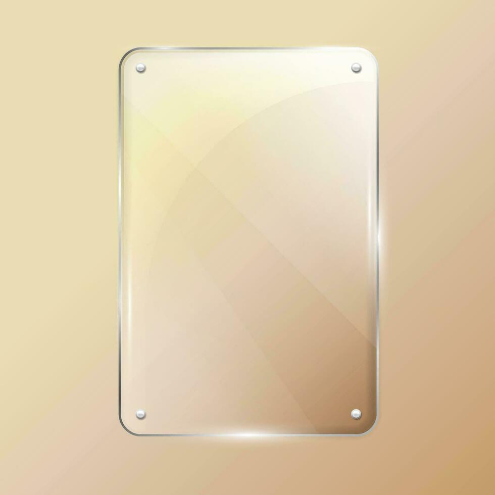 Transparent Shinning Glass Plate in Rectangle Shape vector