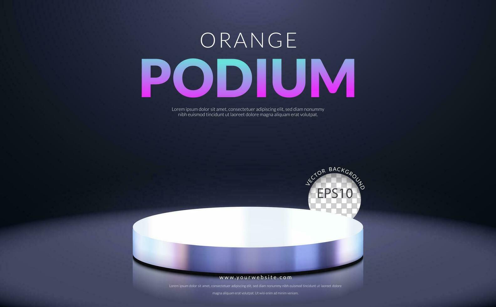 3D holographic podium stage product stand on dark background. Vector illustration