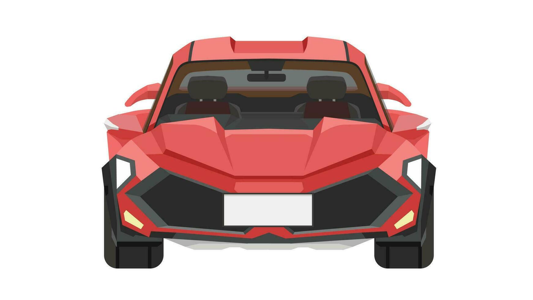 vector o ilustrador frente ver de coche. deporte coche rojo color. separando el frente y interior capas de el coche. aislado blanco antecedentes.