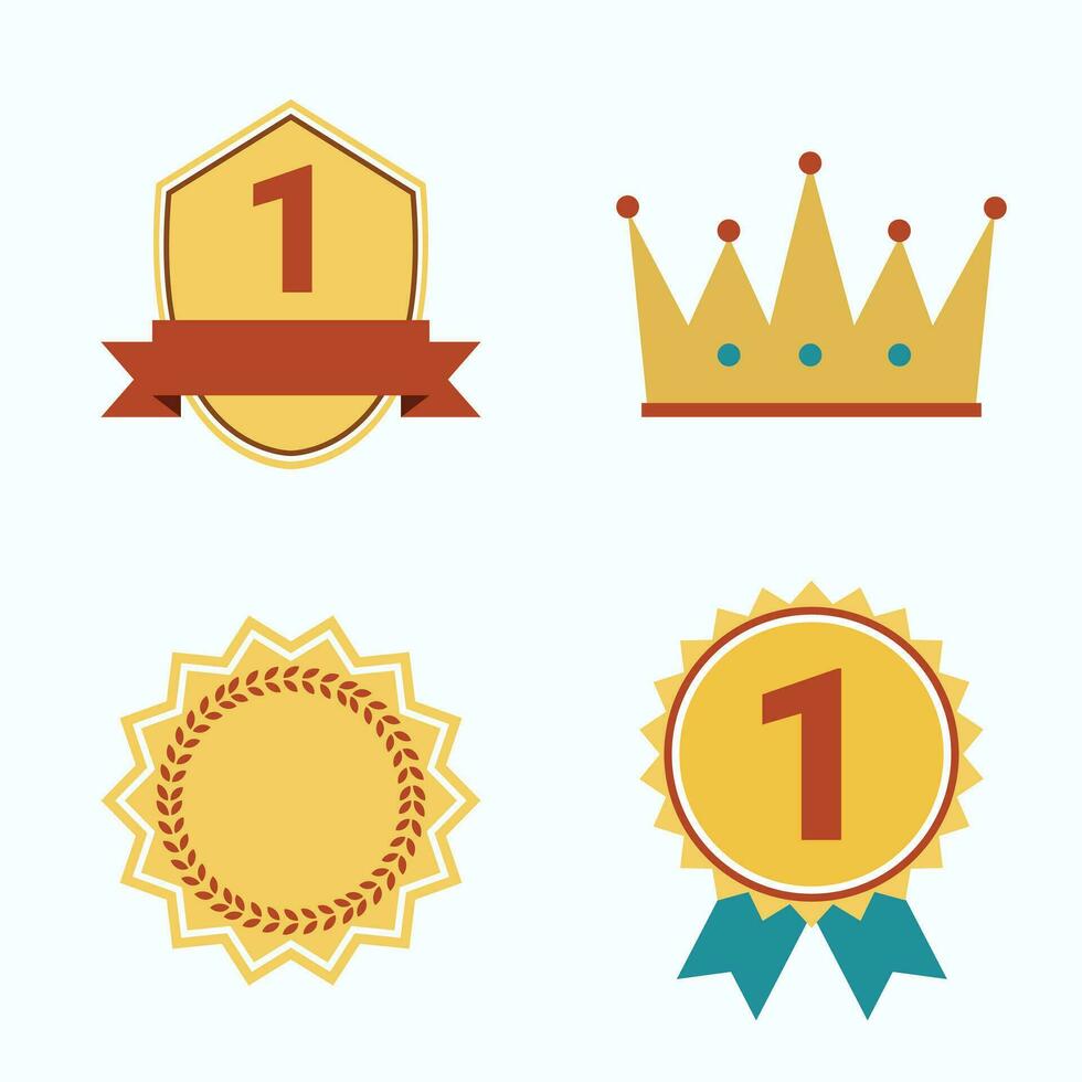 Trophy and golden reward Prize Icons set vector illustration template