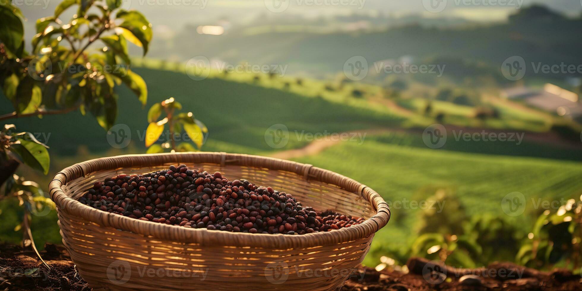 ai generado. ai generativo. café frijoles plantación naturaleza al aire libre paisaje. gráfico Arte foto