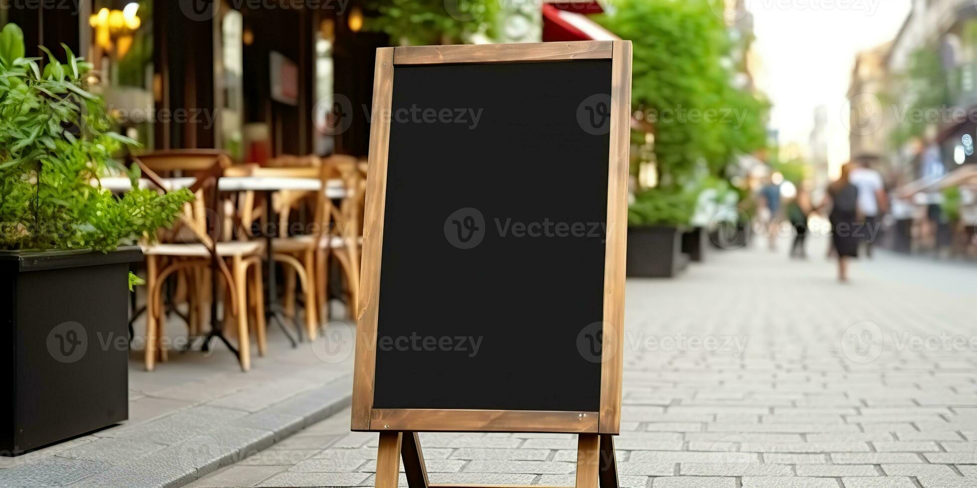 AI Generated. AI Generative. Shop restaurant cafe billboard mock up blank sign template banner for promotion. Graphic Art photo