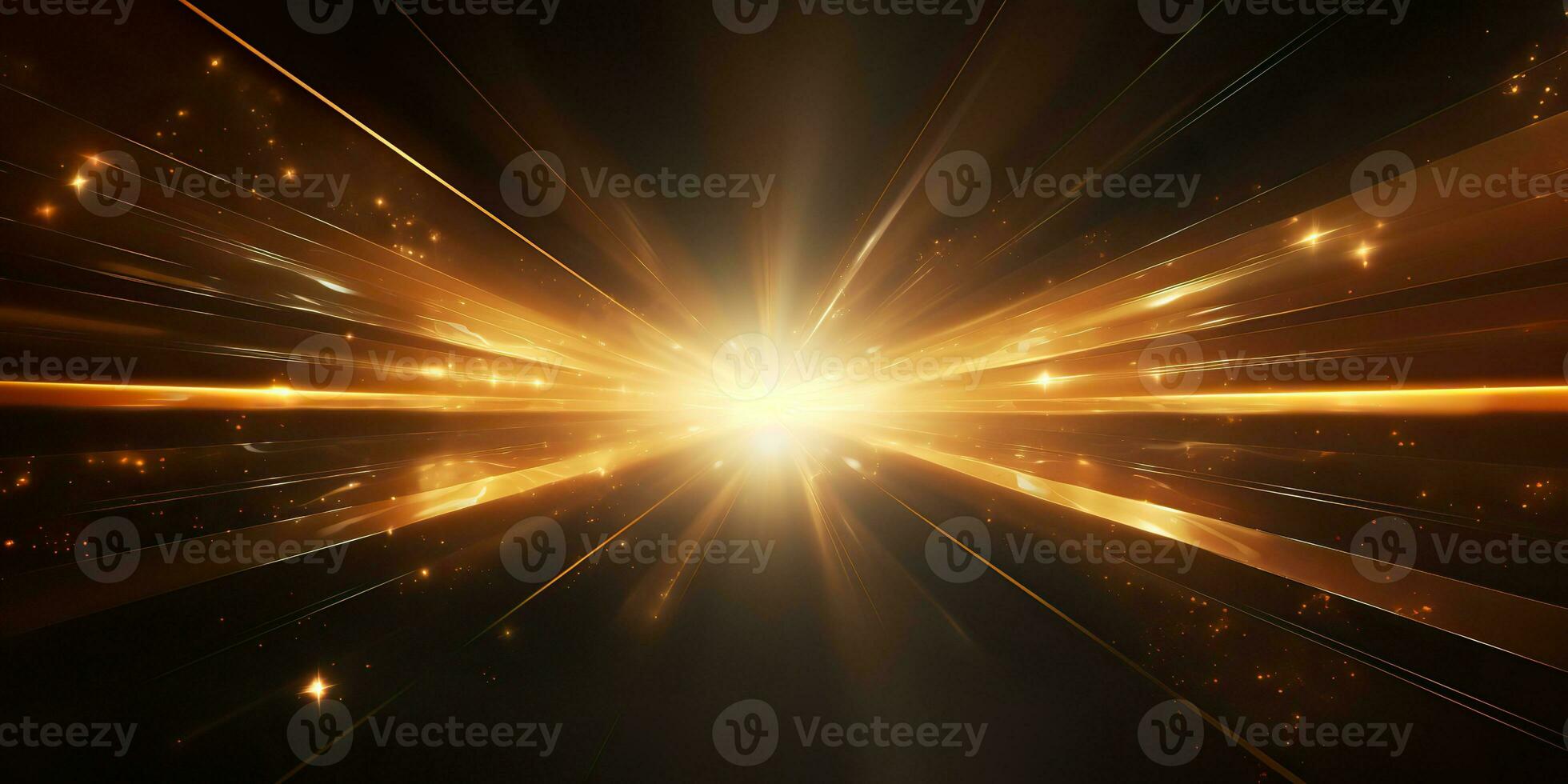 AI Generated. AI Generative. Sunshine light shine beam burst yellow color in dark black space galaxy background. Graphic Art photo