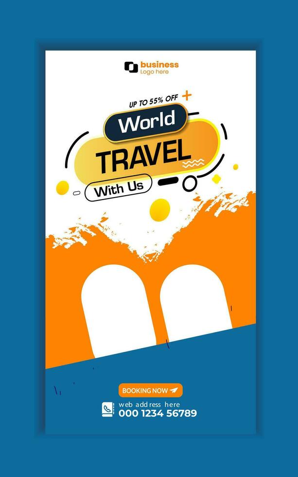 Enjoy holiday roll up banner design. Travel and tourism agency standee design template. vector