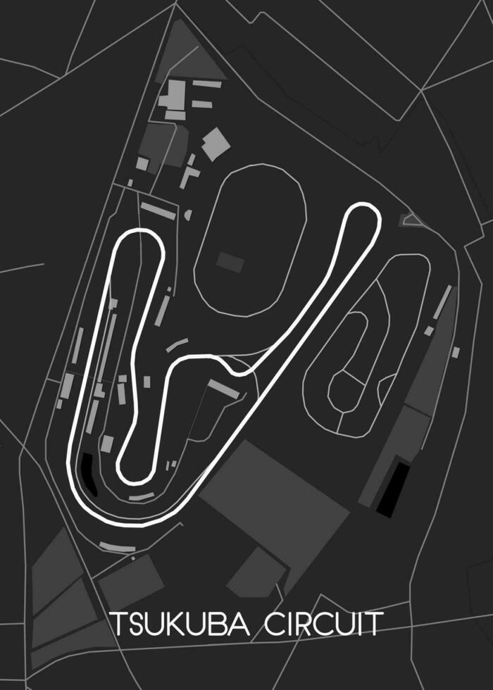 Tsukuba Circuit Race track map vector
