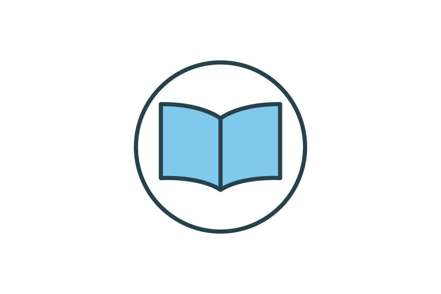 Open book icon. Icon related to research or knowledge. icon suitable for web site design, app, user interfaces, printable etc. Flat line icon style. Simple vector design editable